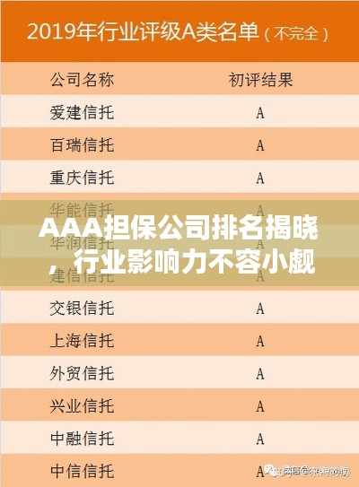 AAA擔(dān)保公司排名揭曉，行業(yè)影響力不容小覷