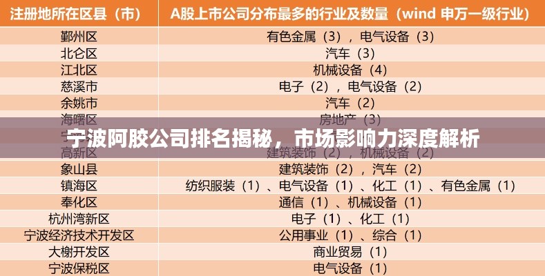 寧波阿膠公司排名揭秘，市場影響力深度解析