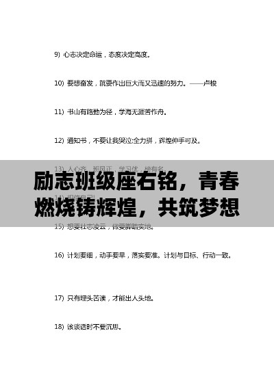 勵(lì)志班級(jí)座右銘，青春燃燒鑄輝煌，共筑夢想新篇章