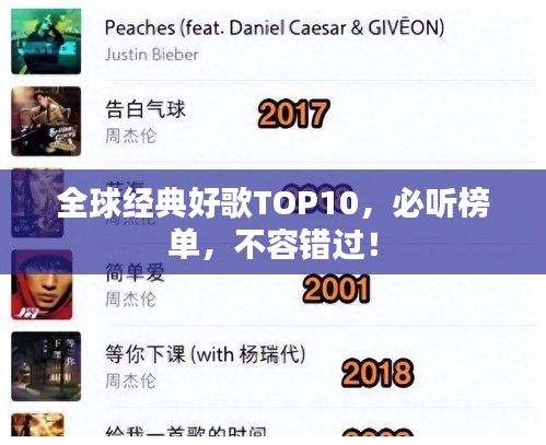 全球經(jīng)典好歌TOP10，必聽榜單，不容錯過！