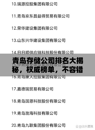 青島存儲公司排名大揭秘，權(quán)威榜單，不容錯過！