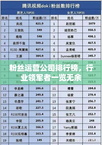 粉絲運營公司排行榜，行業(yè)領(lǐng)軍者一覽無余