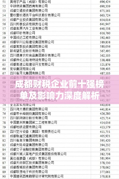 成都財(cái)稅企業(yè)前十強(qiáng)榜單及影響力深度解析