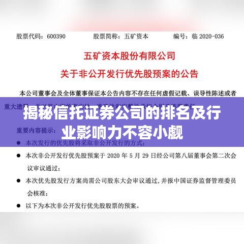 揭秘信托證券公司的排名及行業(yè)影響力不容小覷
