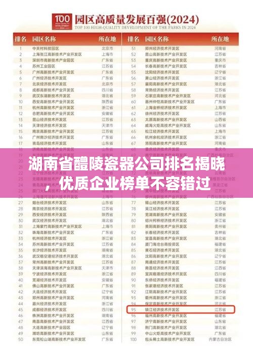 湖南省醴陵瓷器公司排名揭曉，優(yōu)質企業(yè)榜單不容錯過