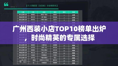 廣州西裝小店TOP10榜單出爐，時(shí)尚精英的專屬選擇