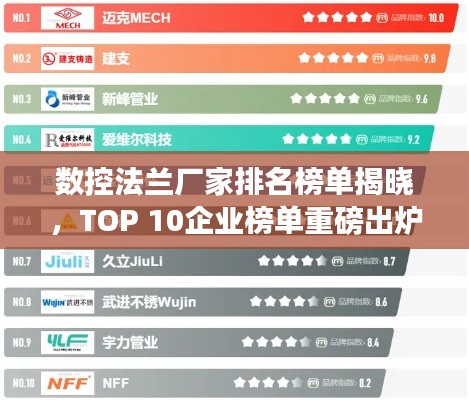 數(shù)控法蘭廠家排名榜單揭曉，TOP 10企業(yè)榜單重磅出爐！