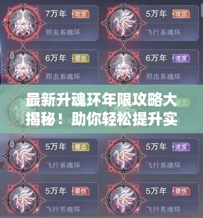 最新升魂環(huán)年限攻略大揭秘！助你輕松提升實(shí)力！